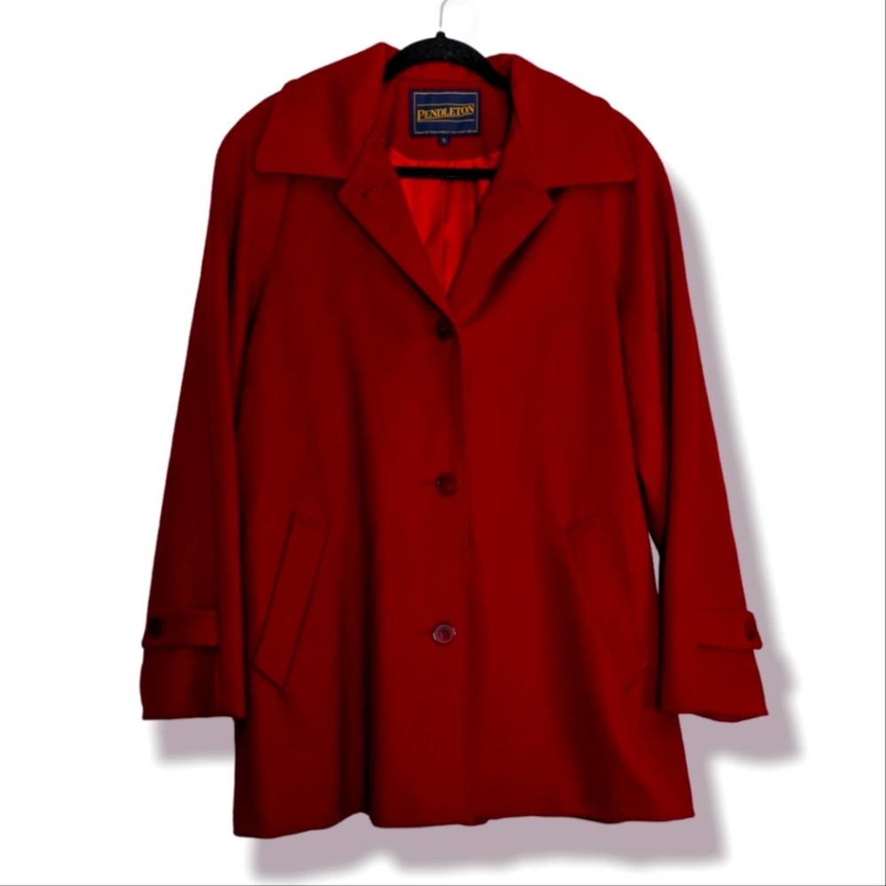Pendleton Women's Merino Wool Brick Red Pea Coat